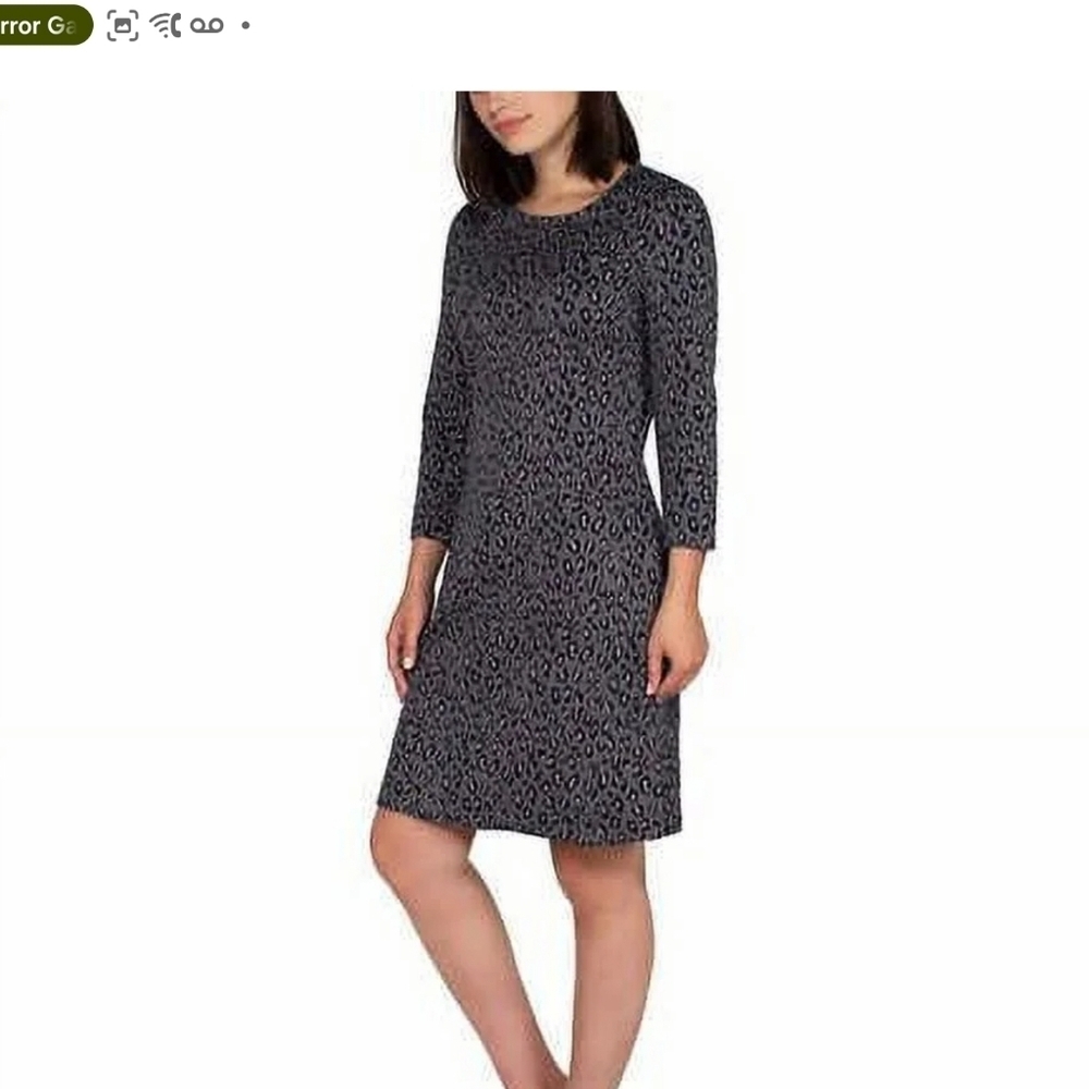 Nicole Miller Long Sleeve Leopard Dress